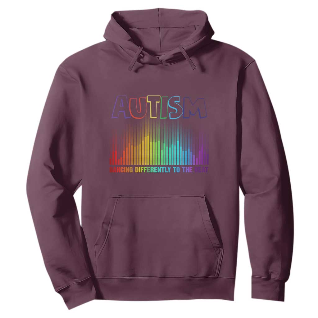 Autism Awareness Hoodie Autism Dancing Differently To The Beat TS11 Maroon Print Your Wear