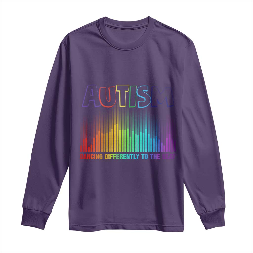 Autism Awareness Long Sleeve Shirt Autism Dancing Differently To The Beat TS11 Purple Print Your Wear