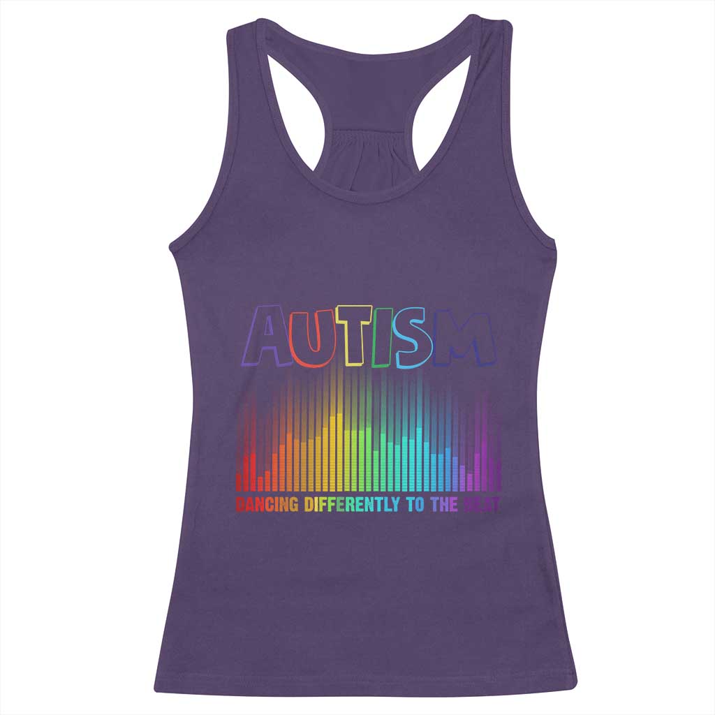 Autism Awareness Racerback Tank Top Autism Dancing Differently To The Beat TS11 Purple Print Your Wear