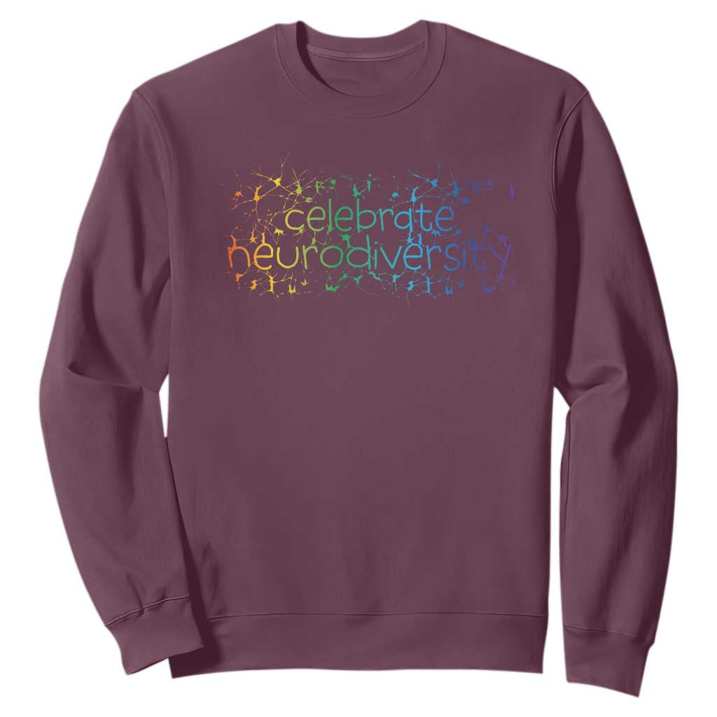 Celebrate Neurodiversity Sweatshirt Autism Awareness ASD ADHD Mental Health TS11 Maroon Print Your Wear