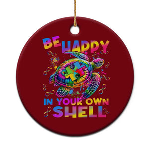 Funny Autism Awareness Be Happy In Your Own Shell Ceramic Ornament Rainbow Puzzle Turtle TS11 1pc Red Print Your Wear
