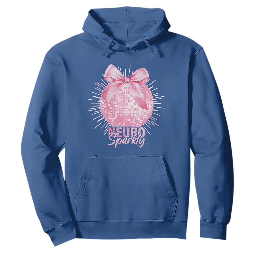 Neurodivergent Neuro Sparkly Hoodie Autism Spectrum ADHD Pink Bow Disco Ball TS11 Royal Blue Print Your Wear