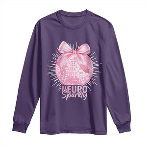 Neurodivergent Neuro Sparkly Long Sleeve Shirt Autism Spectrum ADHD Pink Bow Disco Ball TS11 Purple Print Your Wear