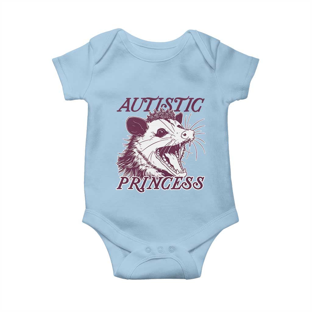 Funny Autistic Princess Baby Onesie Autism Awareness Opposum TS11 Light Blue Print Your Wear