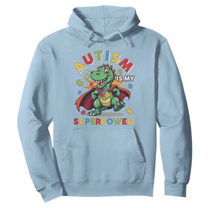 Funny Autism Is My Superpower Hoodie Autism Awareness Autistic Dinosaur TS11 Light Blue Print Your Wear