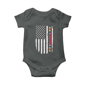 WW2 World War II Vintage American Flag Baby Onesie TS11 Dark Heather Print Your Wear