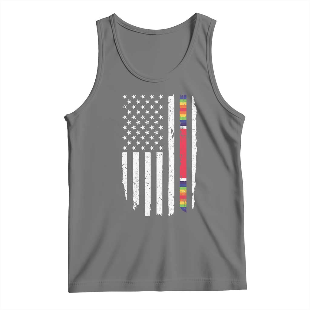 WW2 World War II Vintage American Flag Tank Top TS11 Black Heather Print Your Wear