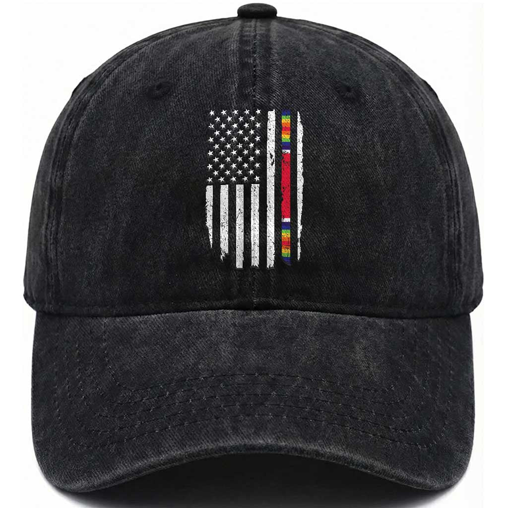 WW2 World War II Vintage American Flag Washed Cotton Baseball Cap TS11 Washed Cap Universal Fit Black Print Your Wear