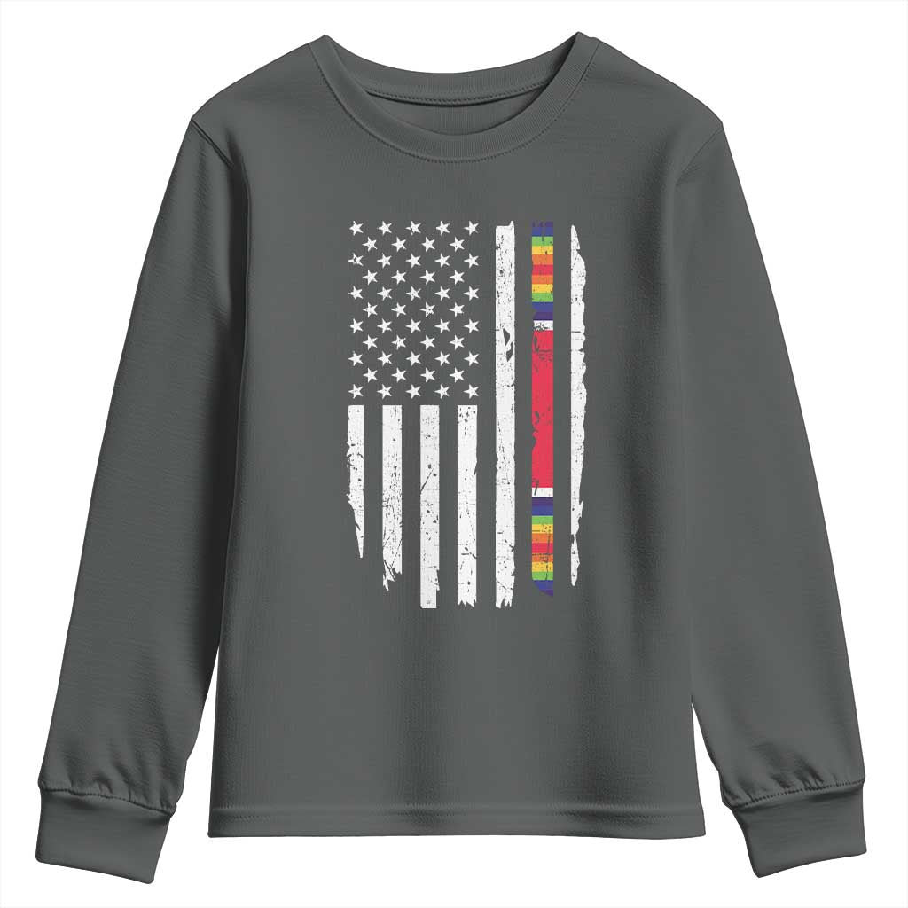 WW2 World War II Vintage American Flag Youth Sweatshirt TS11 Dark Heather Print Your Wear