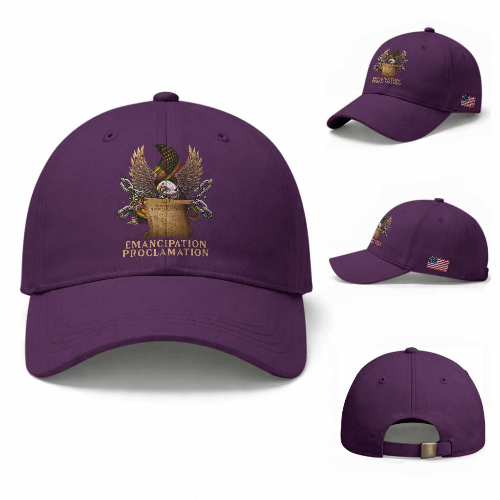 Emancipation Proclamation Baseball Cap Juneteenth End of Slavery Bald Eagle TS11 Baseball Cap Universal Fit Purple Print Your Wear