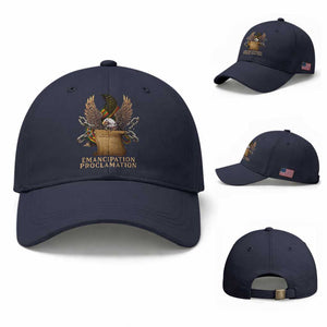 Emancipation Proclamation Baseball Cap Juneteenth End of Slavery Bald Eagle TS11 Baseball Cap Universal Fit Navy Print Your Wear