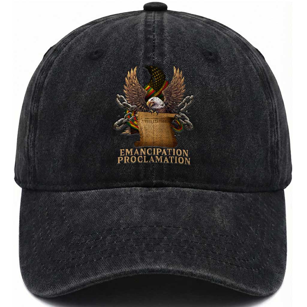 Emancipation Proclamation Washed Cotton Baseball Cap Juneteenth End of Slavery Bald Eagle TS11 Print Your Wear