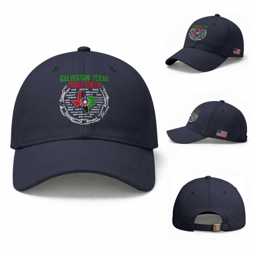 Juneteenth Galveston Texas Baseball Cap Break The Chain Freedom Since 1865 TS11 Baseball Cap Universal Fit Navy Print Your Wear