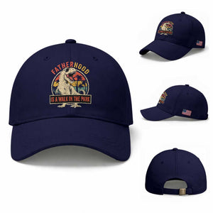 Fatherhood Is A Walk In The Park Dinosaur Dad Baseball Cap TS11 Baseball Cap Universal Fit Dark Blue Print Your Wear