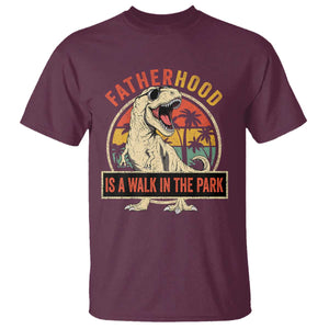 Fatherhood Is A Walk In The Park Dinosaur Dad T Shirt TS11 Maroon Print Your Wear