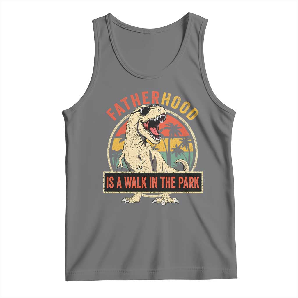 Fatherhood Is A Walk In The Park Dinosaur Dad Tank Top TS11 Black Heather Print Your Wear