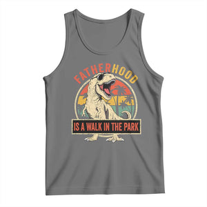 Fatherhood Is A Walk In The Park Dinosaur Dad Tank Top TS11 Black Heather Print Your Wear