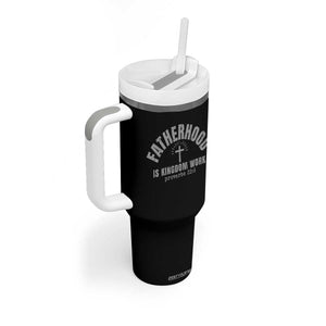 Fatherhood Is Kingdom Work Tumbler With Handle Christian Dad Father's Day TS11 Print Your Wear