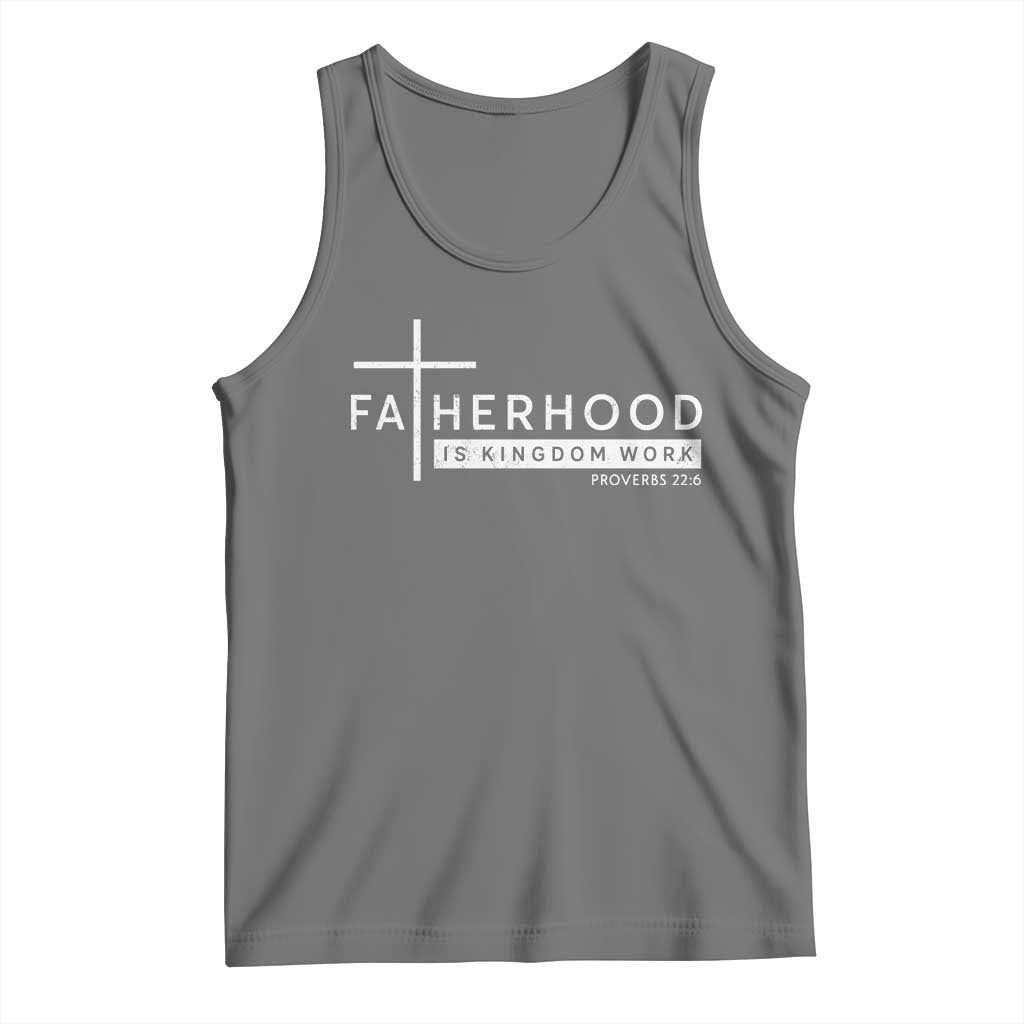 Fatherhood Is Kingdom Work Tank Top Christian Dad TS11 Black Heather Print Your Wear