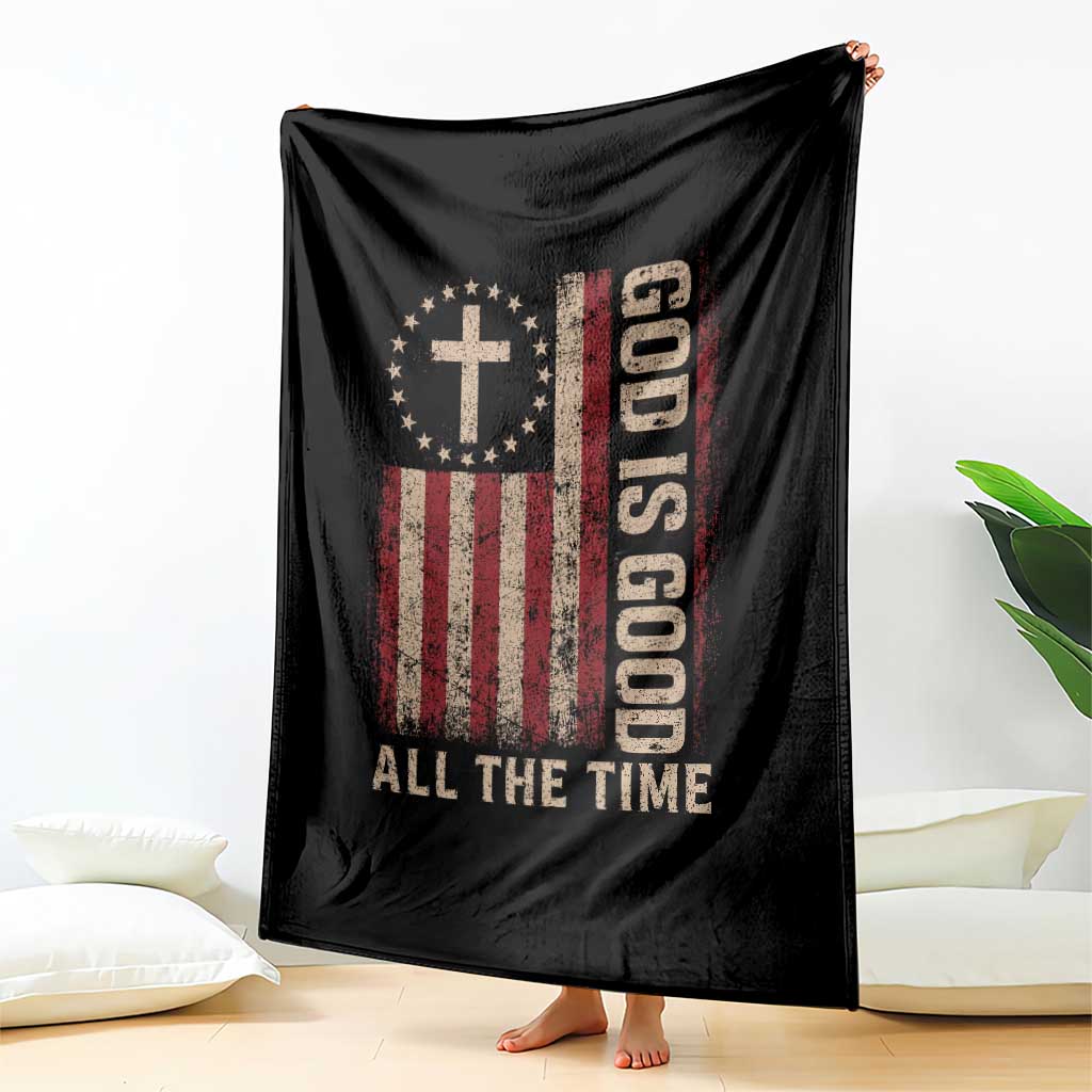 God Is Good All The Time Jesus Throw Blanket Christian American Flag