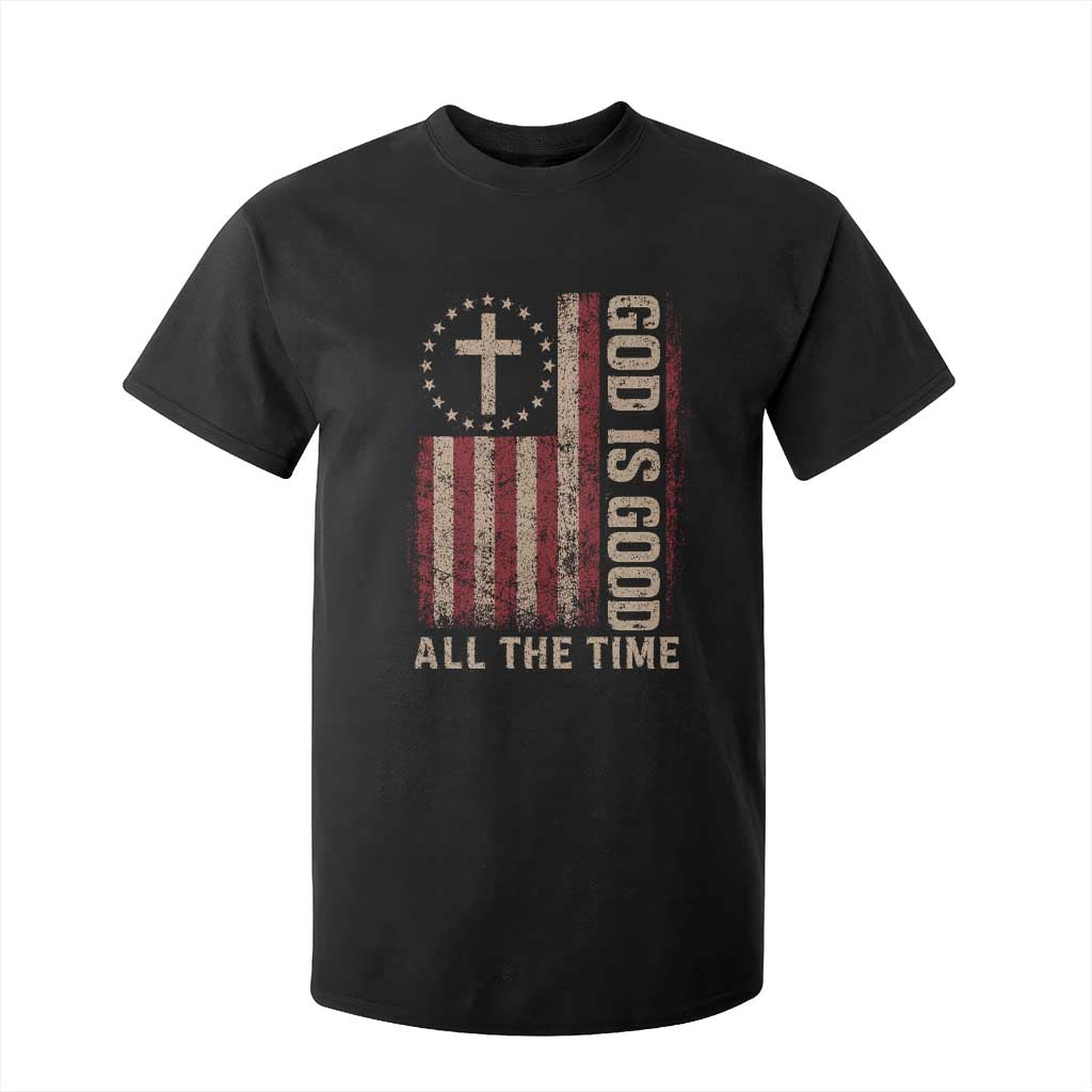 God Is Good All The Time Jesus T Shirt For Kid Christian American Flag