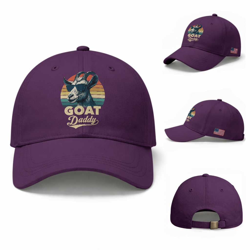Goat Daddy Baseball Cap Funny Goat Father Retro Vintage TS11 Baseball Cap Universal Fit Purple Print Your Wear