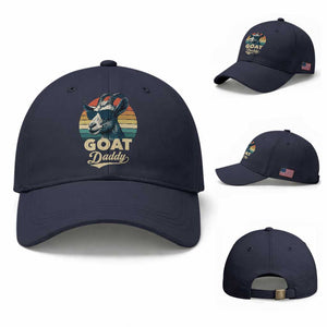 Goat Daddy Baseball Cap Funny Goat Father Retro Vintage TS11 Baseball Cap Universal Fit Navy Print Your Wear