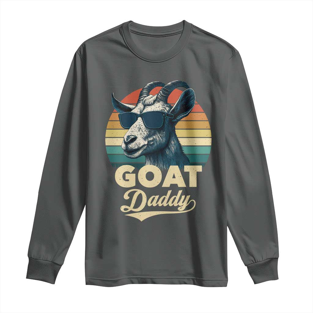 Goat Daddy Long Sleeve Shirt Funny Goat Father Retro Vintage TS11 Dark Heather Print Your Wear