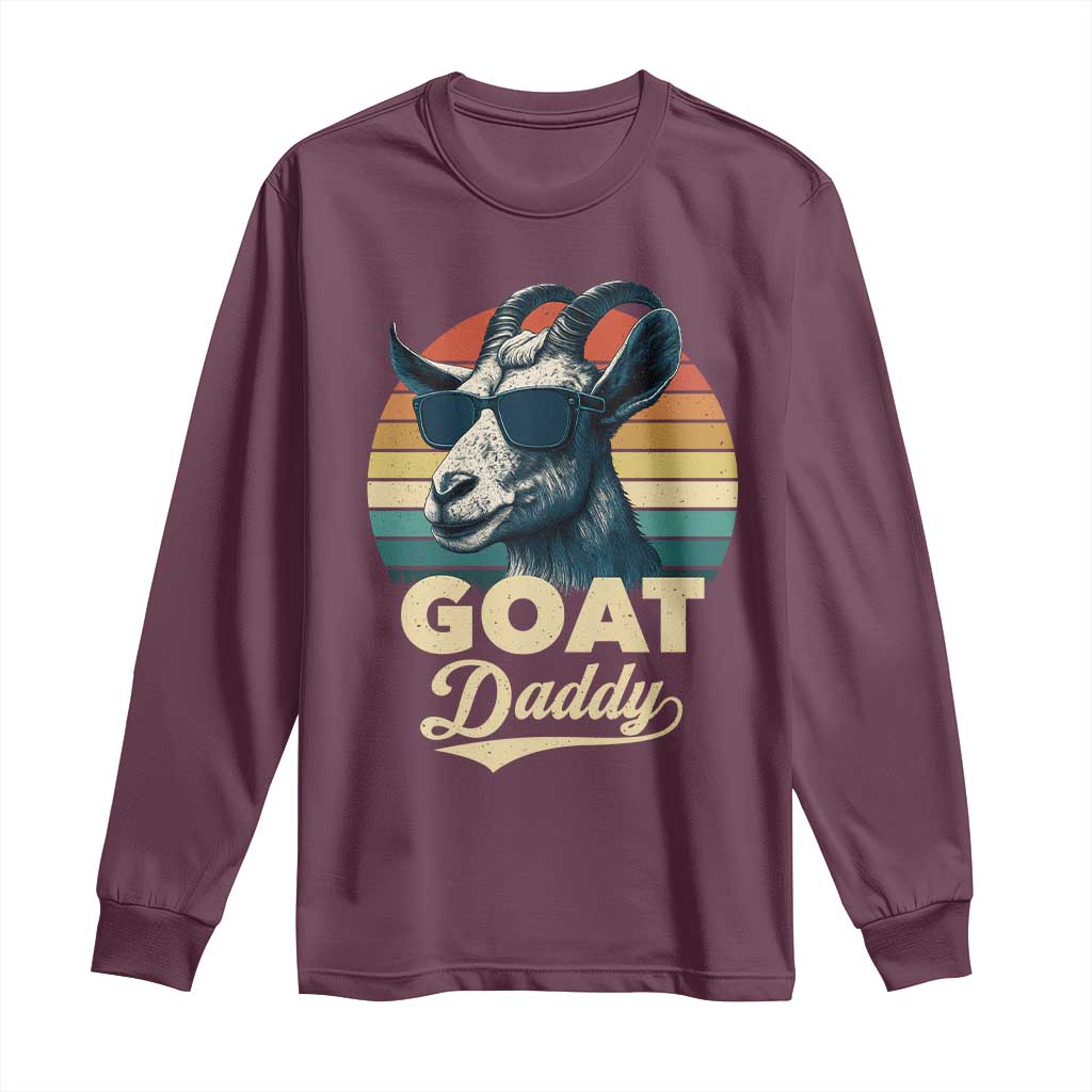 Goat Daddy Long Sleeve Shirt Funny Goat Father Retro Vintage TS11 Maroon Print Your Wear
