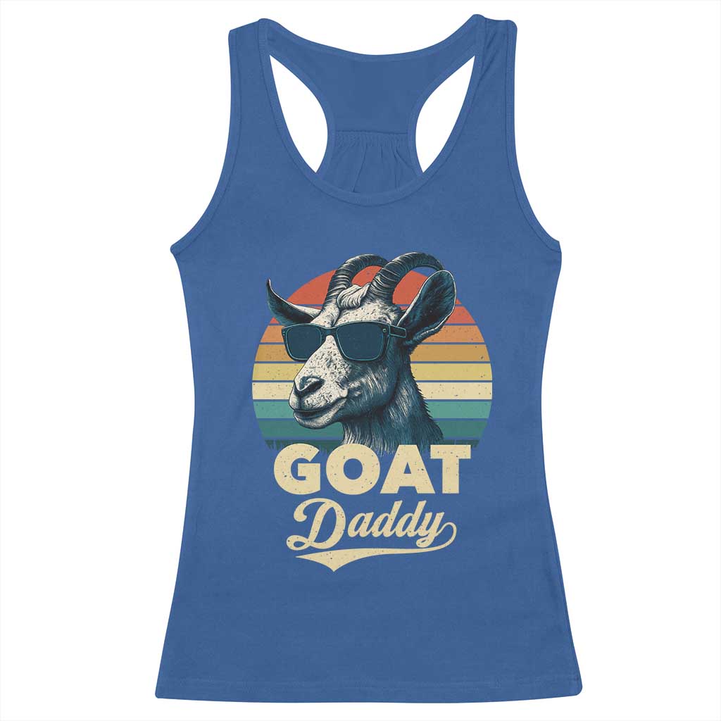 Goat Daddy Racerback Tank Top Funny Goat Father Retro Vintage TS11 Royal Blue Print Your Wear