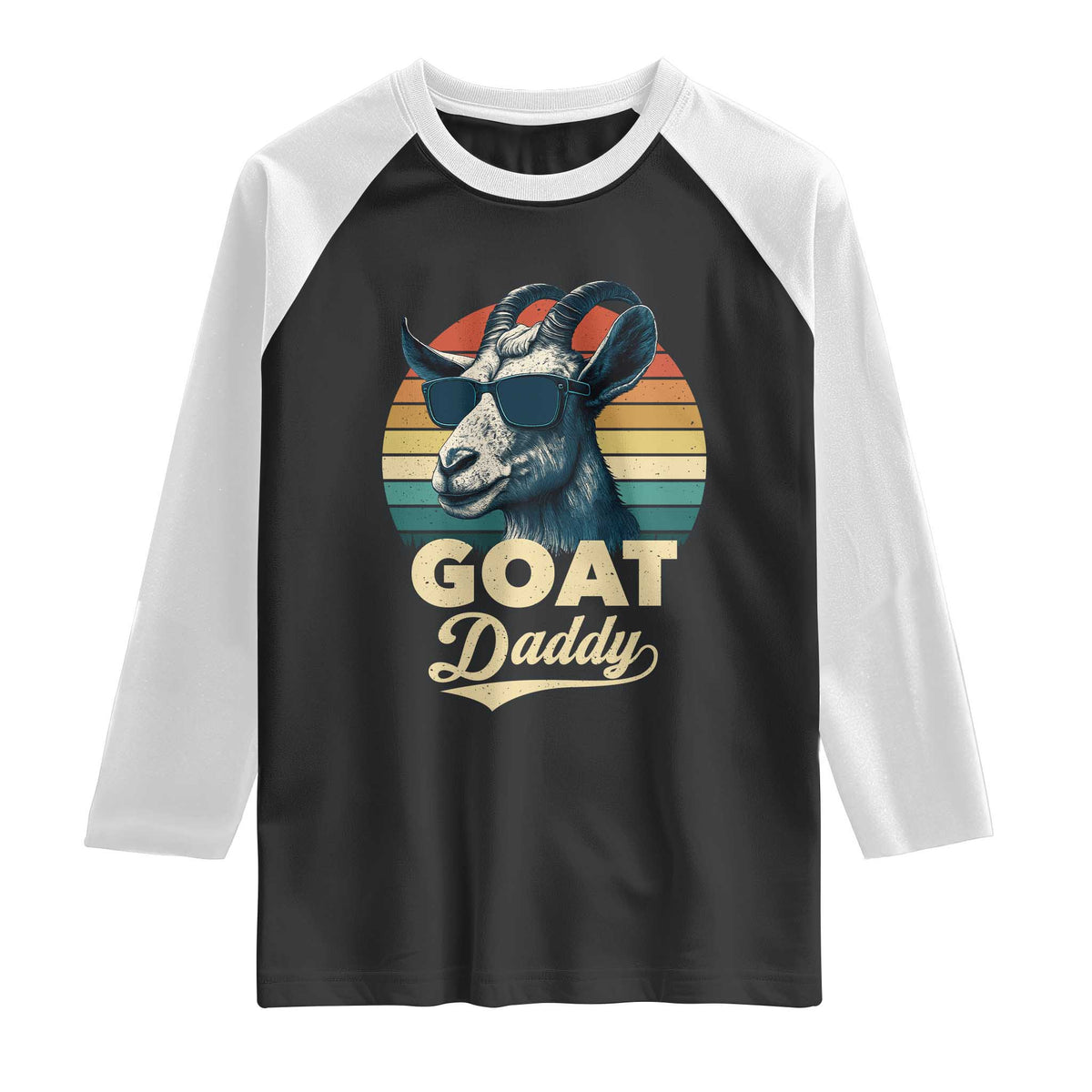 Goat Daddy Raglan Shirt Funny Goat Father Retro Vintage TS11 Black White Print Your Wear