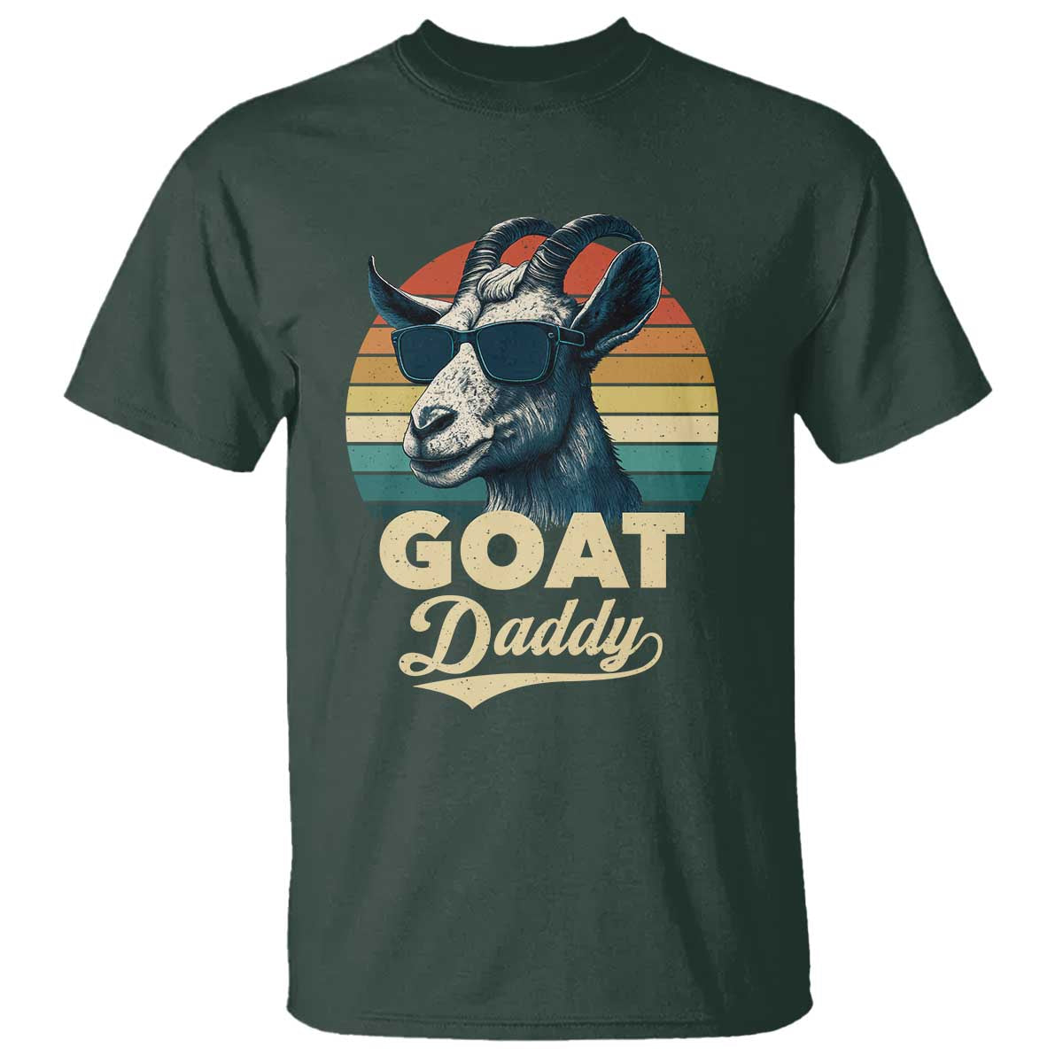 Goat Daddy T Shirt Funny Goat Father Retro Vintage TS11 Dark Forest Green Print Your Wear