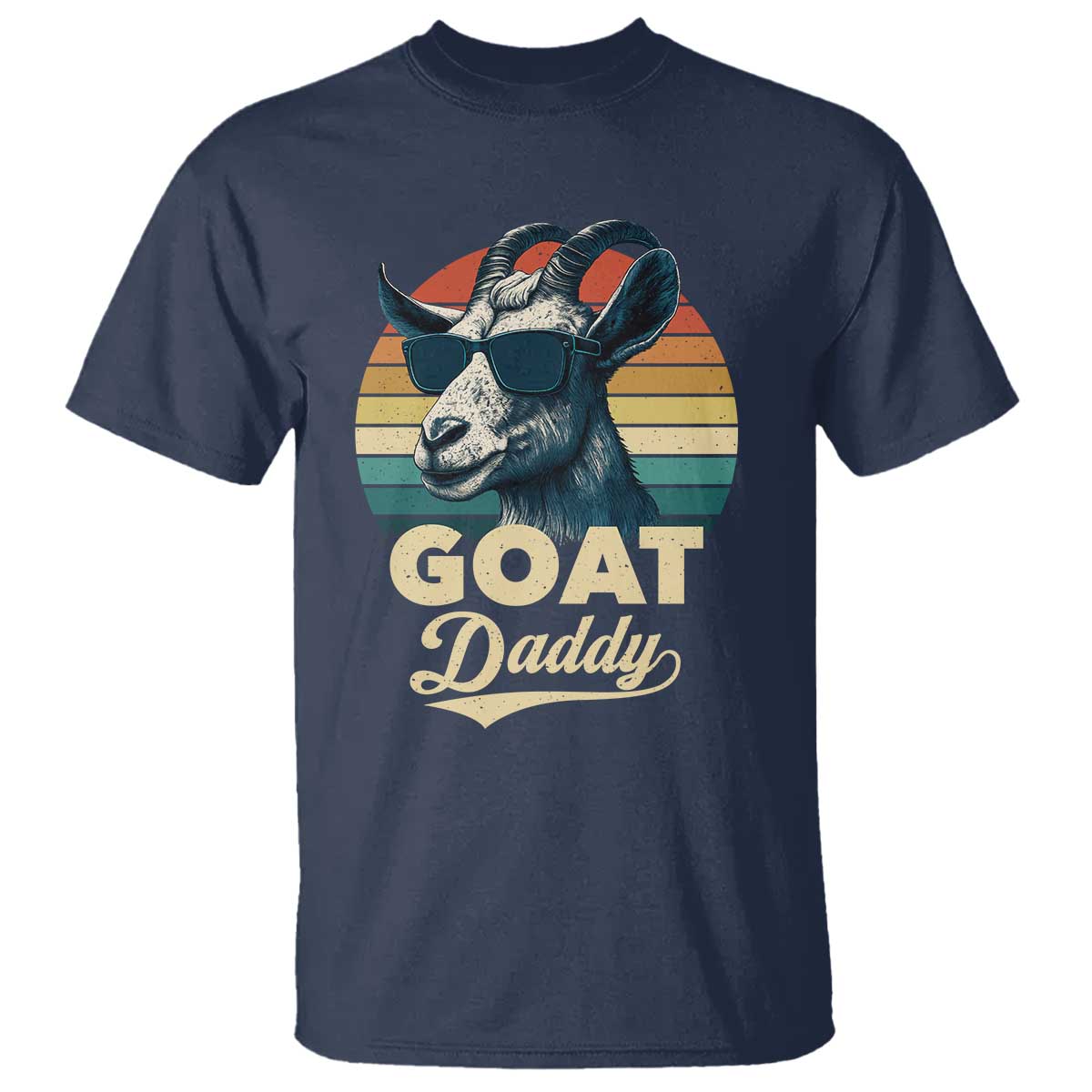 Goat Daddy T Shirt Funny Goat Father Retro Vintage TS11 Navy Print Your Wear