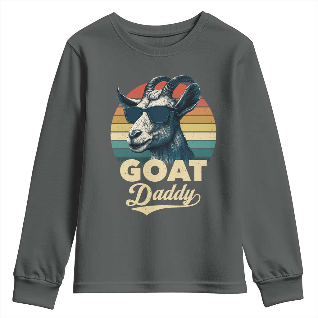 Goat Daddy Youth Sweatshirt Funny Goat Father Retro Vintage TS11 Dark Heather Print Your Wear