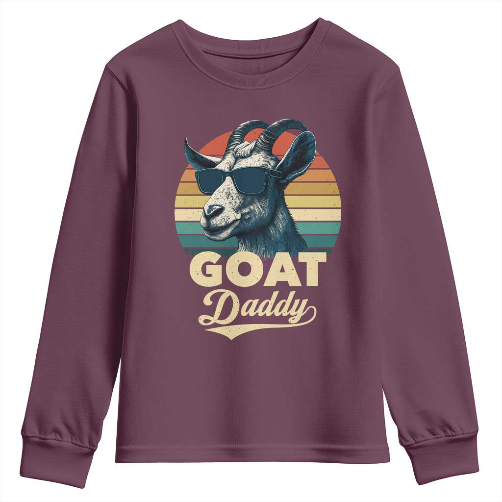 Goat Daddy Youth Sweatshirt Funny Goat Father Retro Vintage TS11 Maroon Print Your Wear