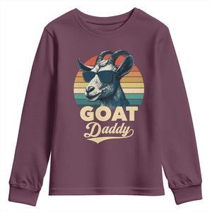 Goat Daddy Youth Sweatshirt Funny Goat Father Retro Vintage TS11 Maroon Print Your Wear