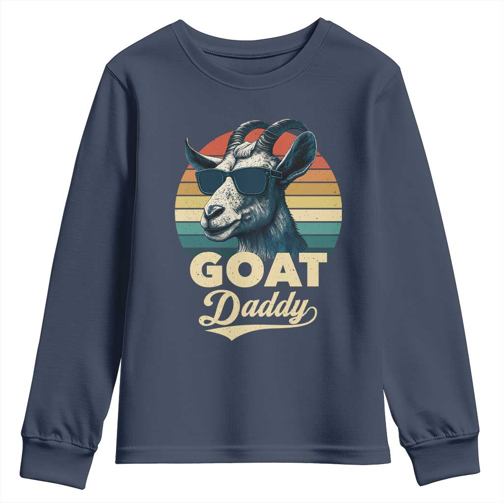 Goat Daddy Youth Sweatshirt Funny Goat Father Retro Vintage TS11 Navy Print Your Wear