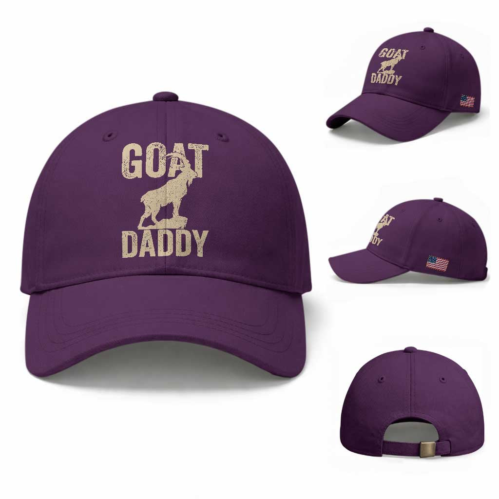 Goat Daddy Baseball Cap Funny Goat Father Vintage TS11 Baseball Cap Universal Fit Purple Print Your Wear