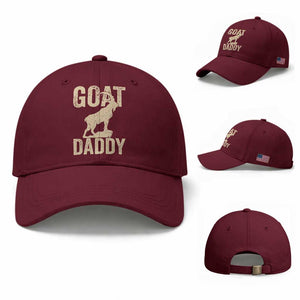 Goat Daddy Baseball Cap Funny Goat Father Vintage TS11 Baseball Cap Universal Fit Maroon Print Your Wear