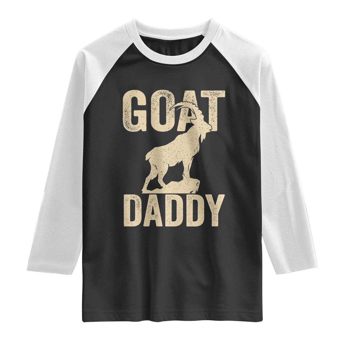 Goat Daddy Raglan Shirt Funny Goat Father Vintage TS11 Black White Print Your Wear