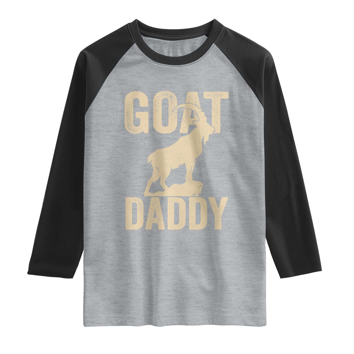 Goat Daddy Raglan Shirt Funny Goat Father Vintage TS11 Heather Gray Black Print Your Wear