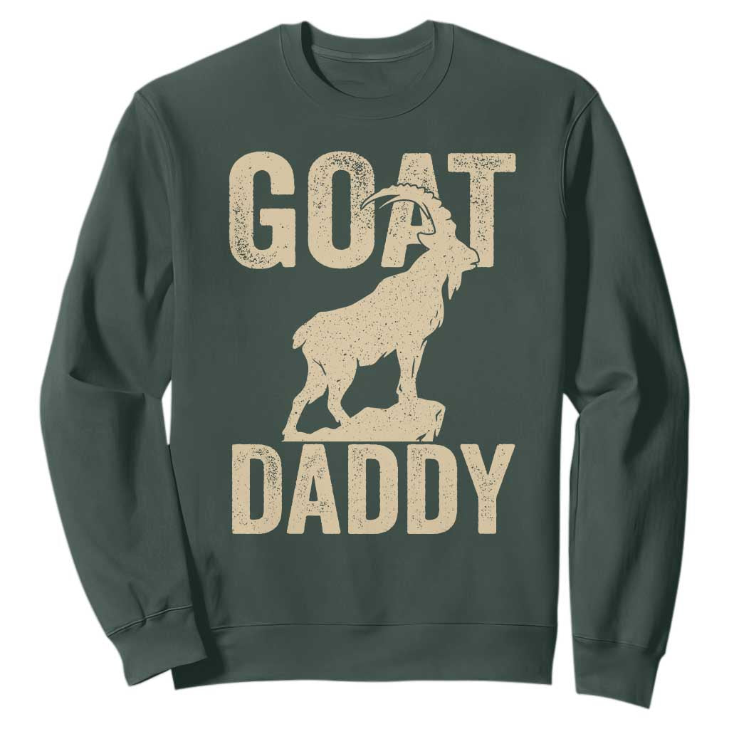 Goat Daddy Sweatshirt Funny Goat Father Vintage TS11 Dark Forest Green Print Your Wear