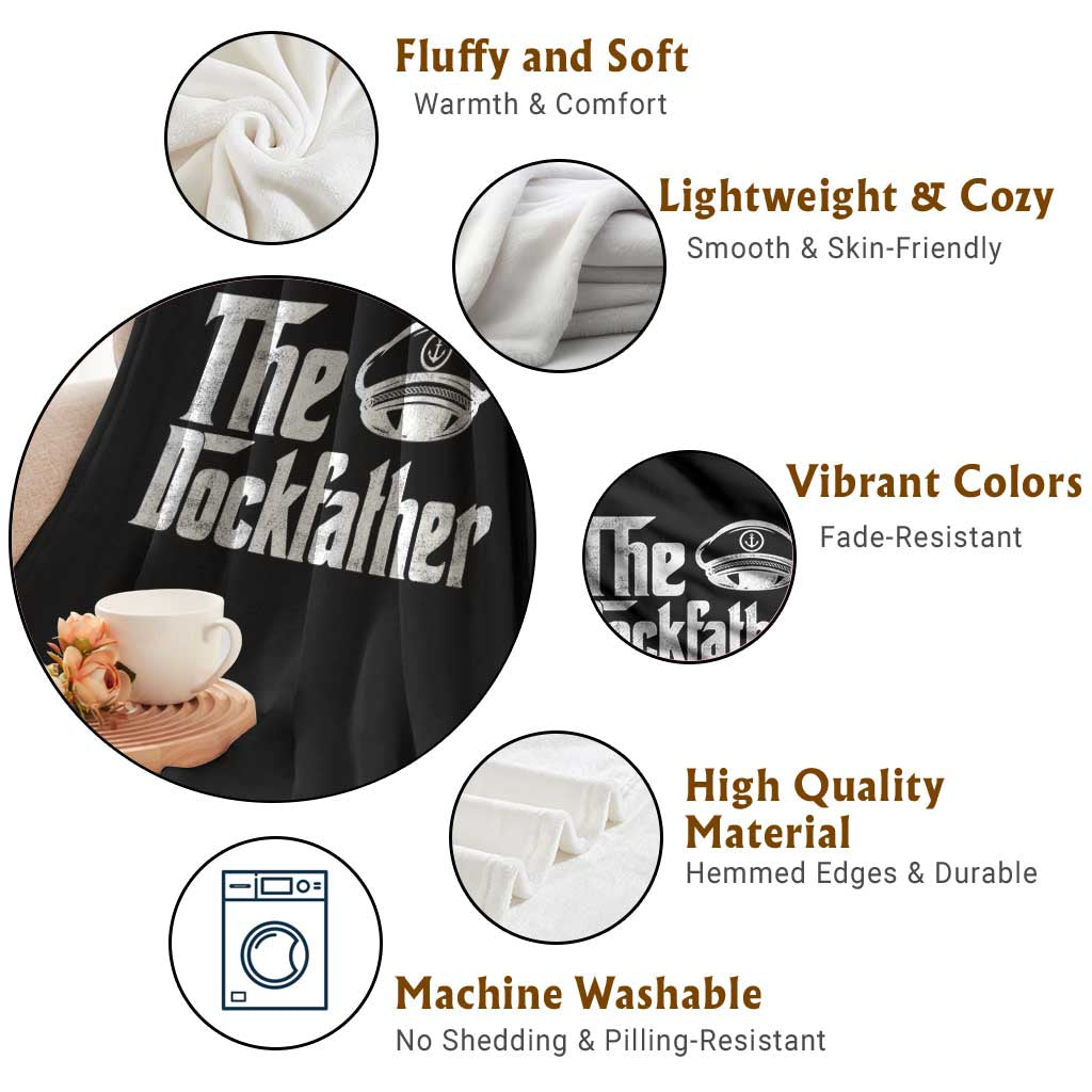 The Dockfather Throw Blanket Funny Boat Captain Dad Boating Humor Father's Day TS11 Print Your Wear