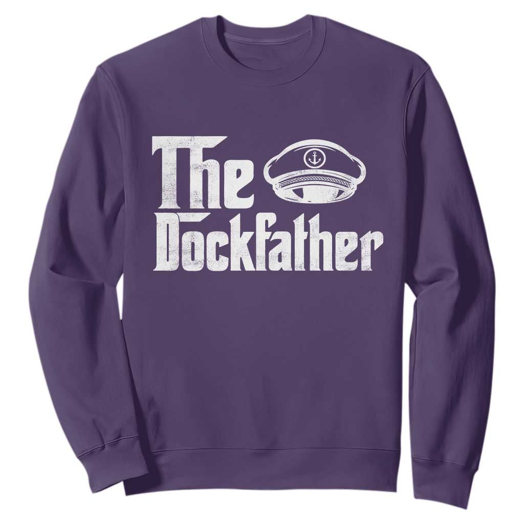 The Dockfather Sweatshirt Funny Boat Captain Dad Boating Humor Father's Day TS11 Purple Print Your Wear