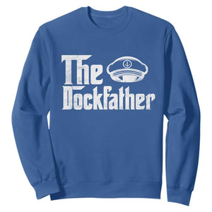 The Dockfather Sweatshirt Funny Boat Captain Dad Boating Humor Father's Day TS11 Royal Blue Print Your Wear