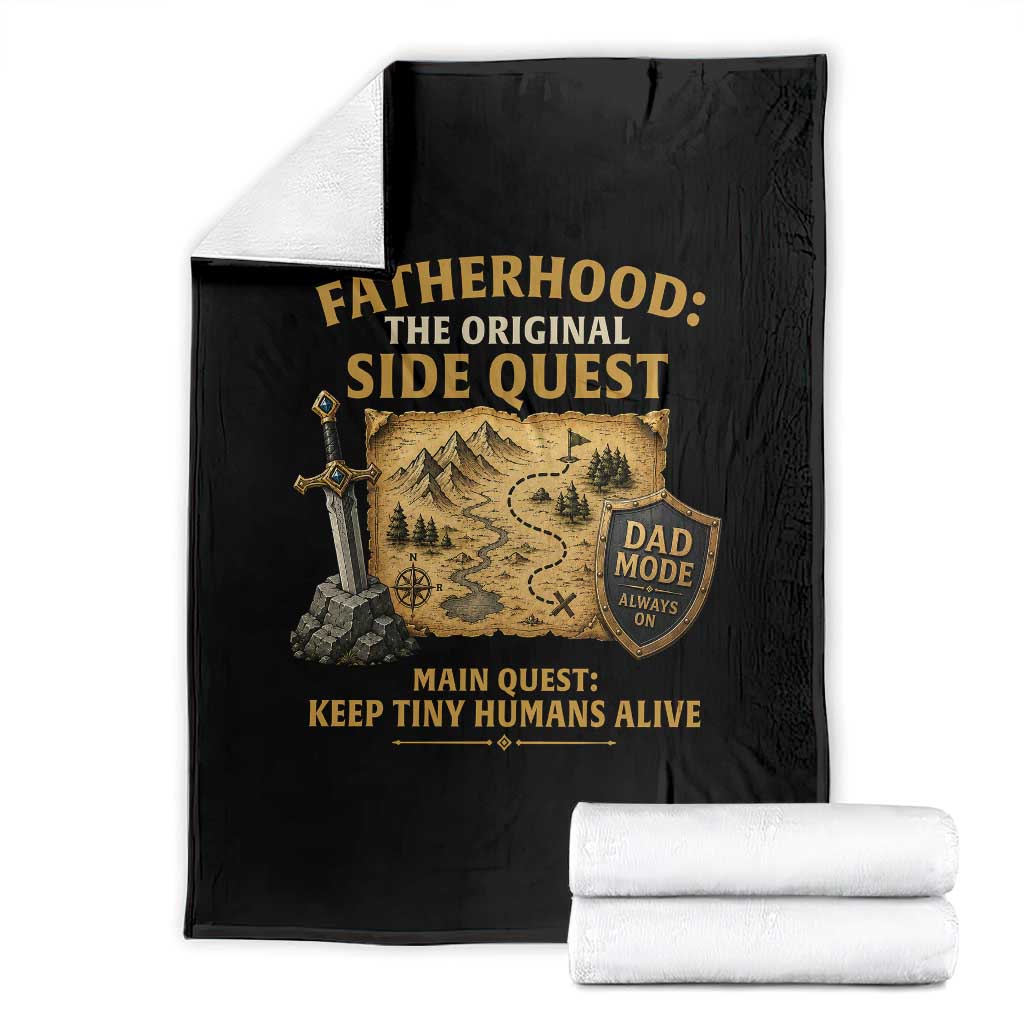 RPG Dad Throw Blanket Fatherhood The Original Side Quest Dad Mode D20 Tabletop Games TS11 Black Print Your Wear