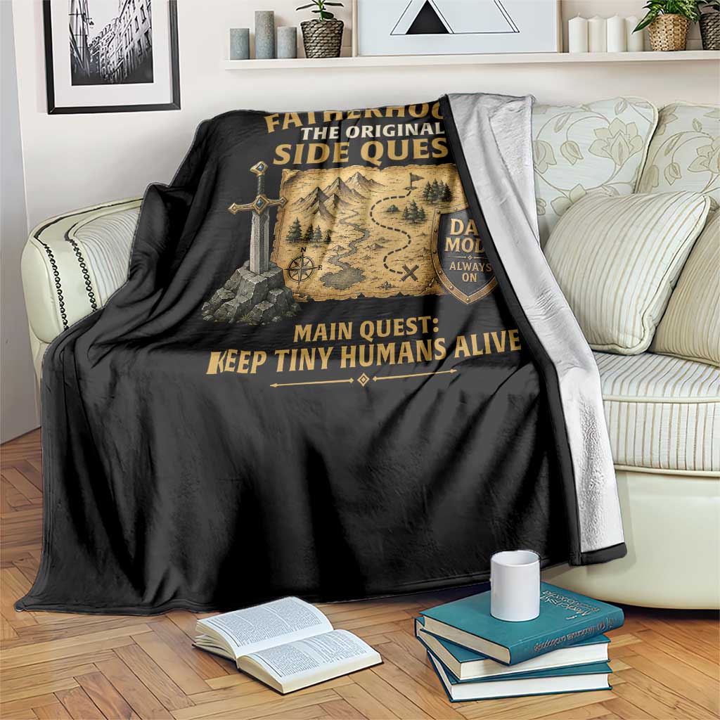 RPG Dad Throw Blanket Fatherhood The Original Side Quest Dad Mode D20 Tabletop Games TS11 Print Your Wear