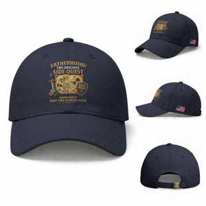 RPG Dad Baseball Cap Fatherhood The Original Side Quest Dad Mode D20 Tabletop Games TS11 Baseball Cap Universal Fit Navy Print Your Wear