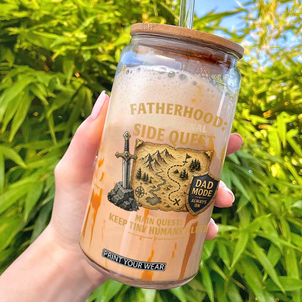 RPG Dad Glass Can Fatherhood The Original Side Quest Dad Mode D20 Tabletop Games TS11 Black Print Your Wear