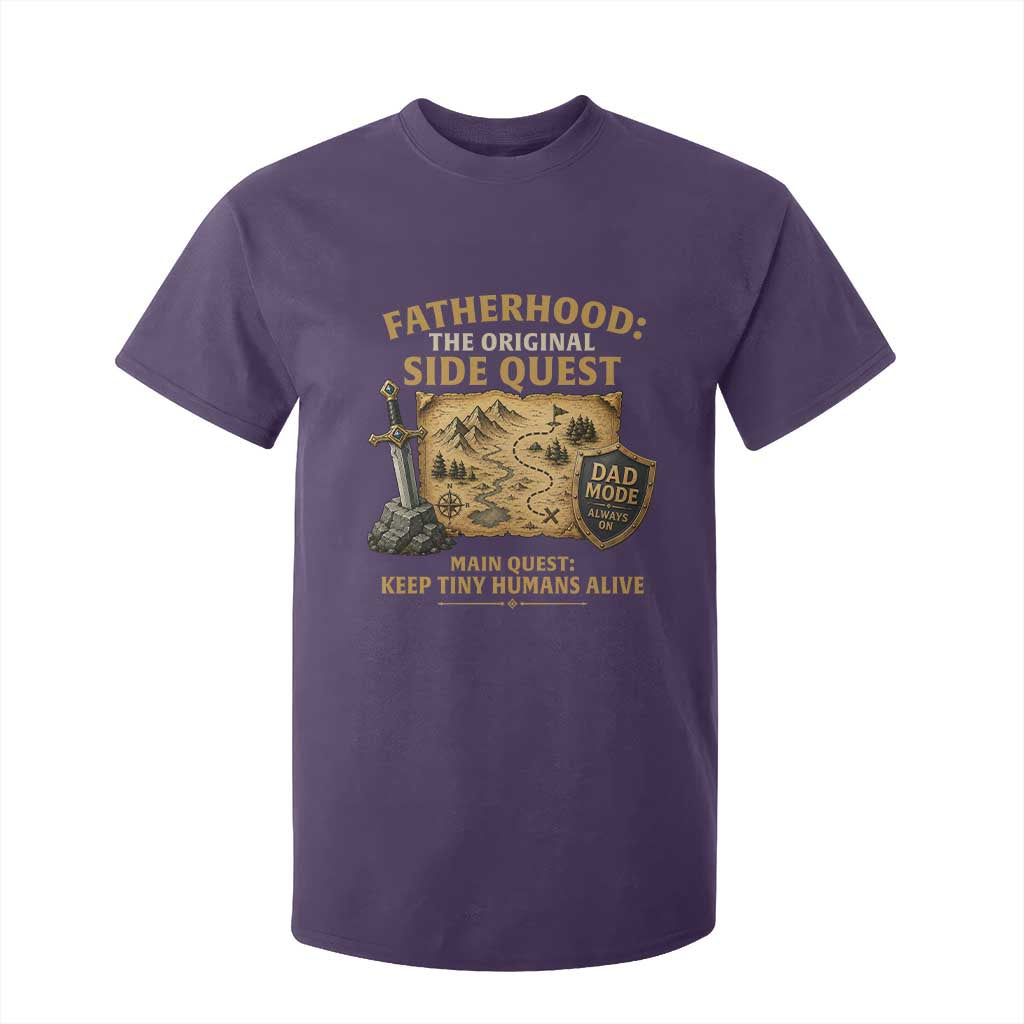 RPG Dad T Shirt For Kid Fatherhood The Original Side Quest Dad Mode D20 Tabletop Games TS11 Purple Print Your Wear
